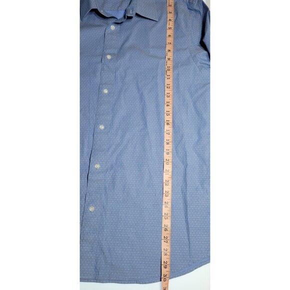 Haggar Men's Slim Fit Performance Comfort Shirt Blue Check Size: 17-17 1/2 32-33 - Picture 8 of 9